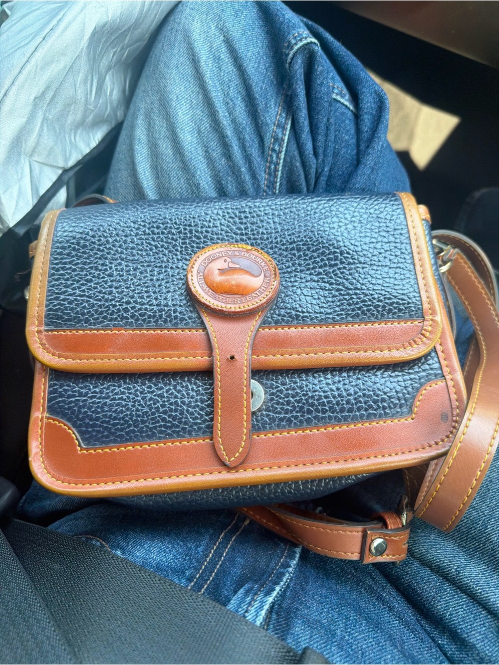 Classic Black and Brown Leather Crossbody Bag